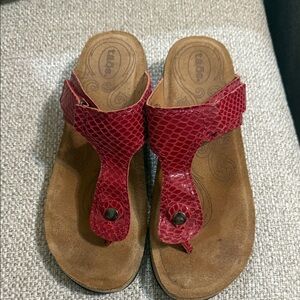 Red Snake Print Sandals taos